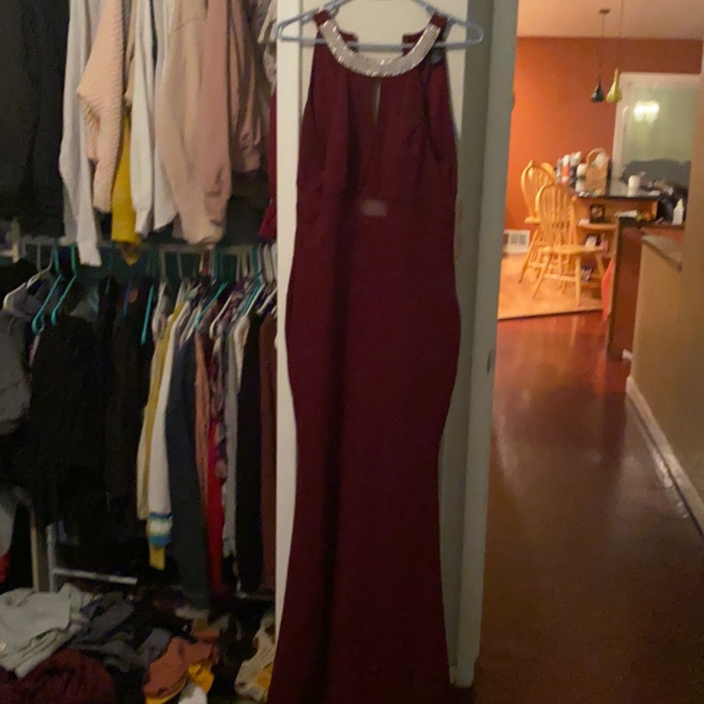 Burgundy long wedding dress